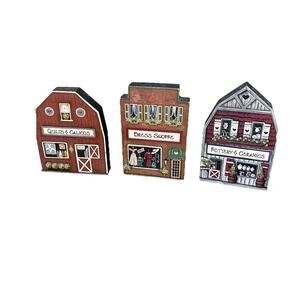 Brandywine Woodcrafts House Shelf Sitter Set of 3 Wood Pottery & Ceramics